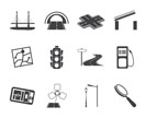 Silhouette Road, navigation and travel icons - vector icon set