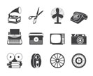 Silhouette Retro business and office object icons - vector icon set