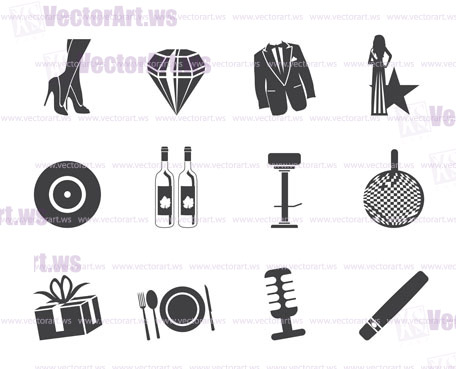 Silhouette Luxury party and reception icons - vector icon set