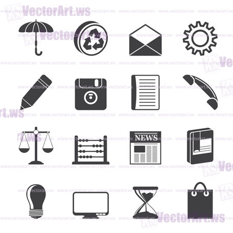 Silhouette Business and Office internet Icons - Vector icon Set