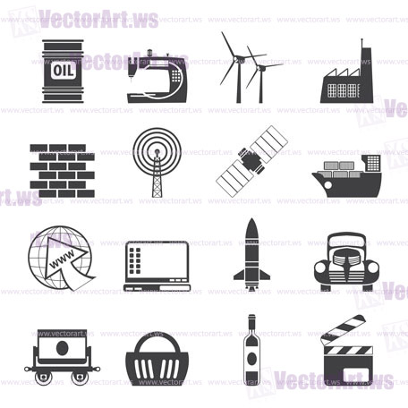 Silhouette Business and industry icons- vector icon set