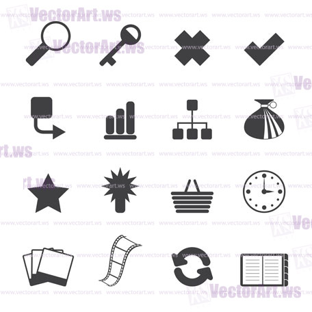 Silhouette Simple Internet and Web Site Icons - Vector Icon Set