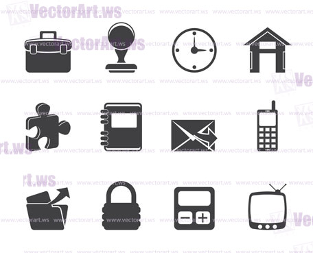 Silhouette Business and office icons - vector icon set