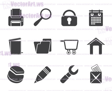 Silhouette website, internet and computer icons - vector icon set