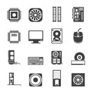 Silhouette Computer  performance and equipment icons - vector icon set