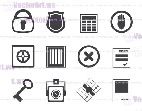 Silhouette Simple Security and Business icons - vector  icon set