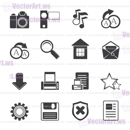 Silhouette Simple Internet and Website Icons - Vector Icon Set