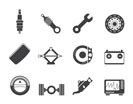 Silhouette Realistic Car Parts and Services icons - Vector Icon Set 1