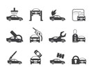 Silhouette car and automobile service icon - vector icon set