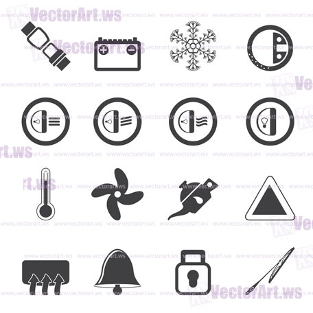 Silhouette Car Dashboard icons -  vector icons set