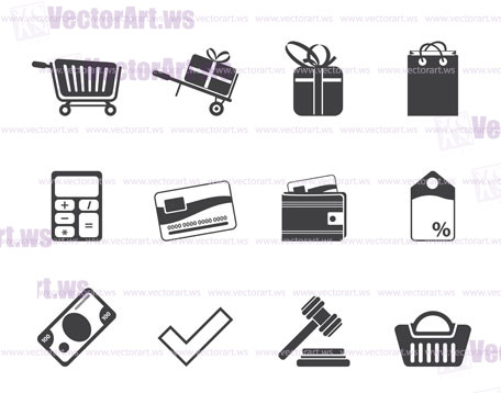 Silhouette Online shop icons - vector  icon set