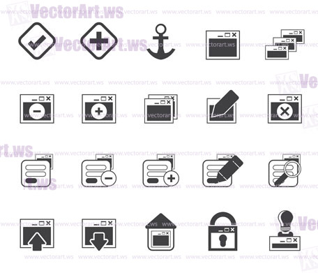 Silhouette Application, Programming, Server and computer icons vector Icon Set 1