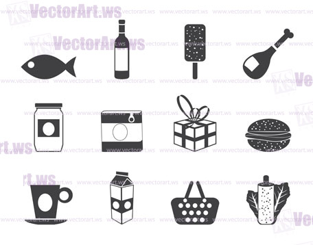 Silhouette Shop, food and drink icons 1 - vector icon set