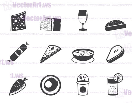 Silhouette Shop, food and drink icons 2 - vector icon set