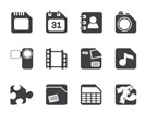 Silhouette Mobile Phone, Computer and Internet Icons - Vector Icon Set