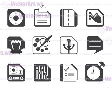 Silhouette Mobile Phone, Computer and Internet Icons - Vector Icon Set 3