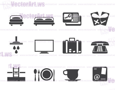 Silhouette Hotel and motel icons  - Vector icon Set