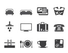 Silhouette Hotel and motel icons  - Vector icon Set