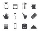 Silhouette restaurant, cafe, bar and night club icons - vector icon set