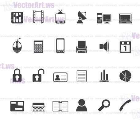 Silhouette Business and office icons - vector icon set