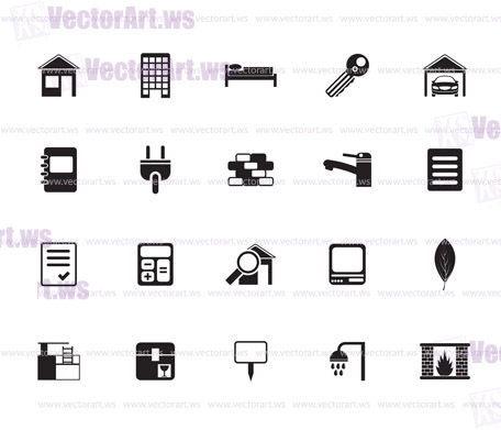 Silhouette Real Estate and building icons - Vector Icon Set