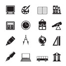 Silhouette School and education icons - vector icon set