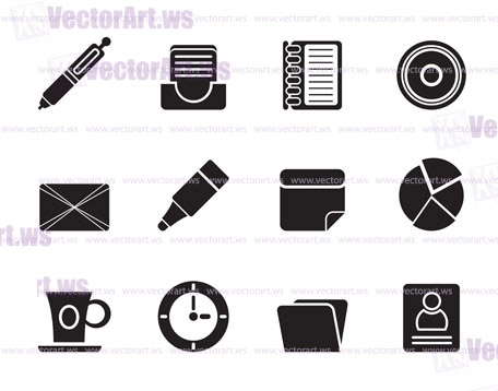 Silhouette Office & Business Icons - Vector icon Set