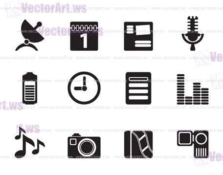 Silhouette Mobile phone performance icons - vector icon set