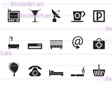 Silhouette Hotel and motel icons  - Vector icon Set