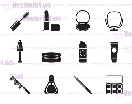 Silhouette cosmetic and make up icons - vector icon set