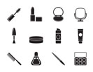 Silhouette cosmetic and make up icons - vector icon set