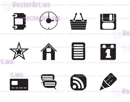 Silhouette Internet and Website Icons - Vector Icon Set