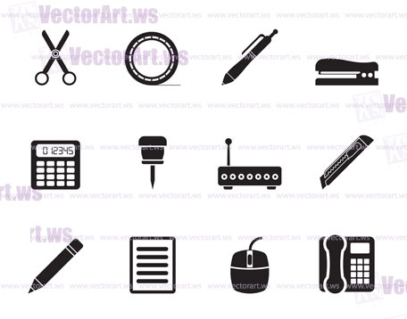Silhouette Business and Office icons - vector icon set