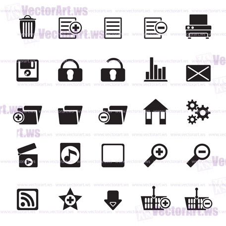 Silhouette 25 Detailed Internet Icons - Vector Icon Set