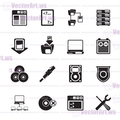 Silhouette Server Side Computer icons - Vector Icon Set