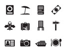 Silhouette travel, trip and holiday icons - vector icon set