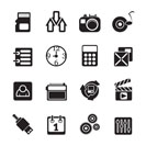 Silhouette phone  performance, internet and office icons - vector icon set