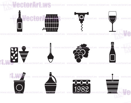 Silhouette Wine Icons - Vector Icon Set