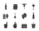Silhouette Wine Icons - Vector Icon Set