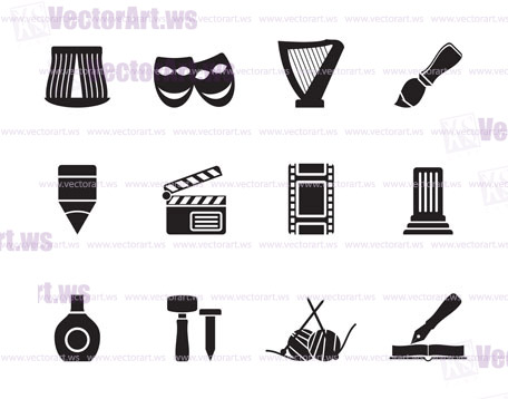 Silhouette Different kind of art icons - vector icon set