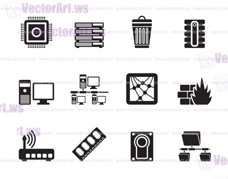 Silhouette Computer and website icons - vector icon set