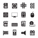 Silhouette Computer  performance and equipment icons - vector icon set