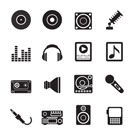 Silhouette Music and sound icons -  Vector Icon Set