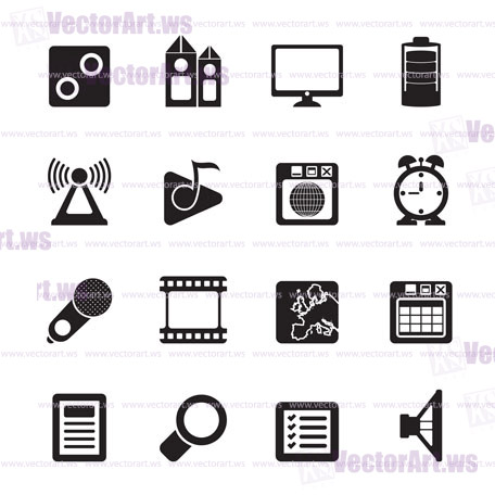 Silhouette Mobile phone  performance, internet and office icons - vector icon set