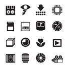 Silhouette Digital Camera Performance - Vector Icon Set