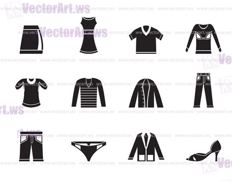 Silhouette Clothing Icons - Vector Icon Set