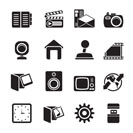 Silhouette Internet, Computer and mobile phone icons - Vector icon set