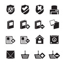 Silhouette Internet and Website buttons and icons -  Vector icon set