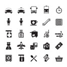 Silhouette Airport, travel and transportation icons -  vector icon set