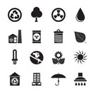 Silhouette Ecology and nature icons -vector icon set